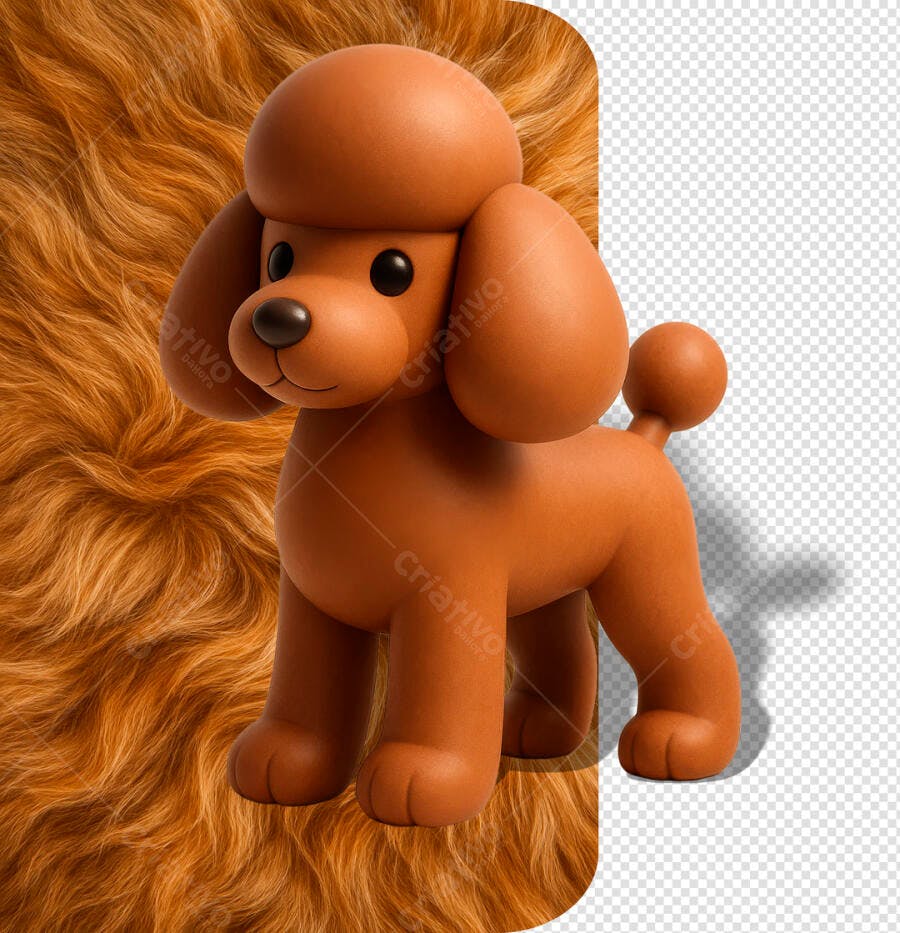 Mascote Poodle 3D para Pet Shop e Cuidado Animal PSD Editável