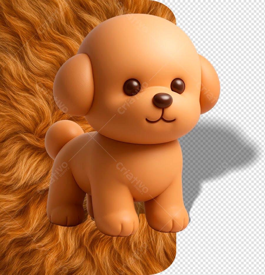 Elemento 3D Cachorro Caramelo Fofo para Pet Shop PSD Editável