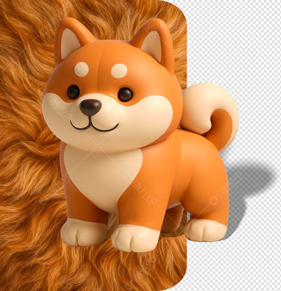 Recurso 3D de Cachorro Shiba Inu para Conteúdo Pet PSD Editável