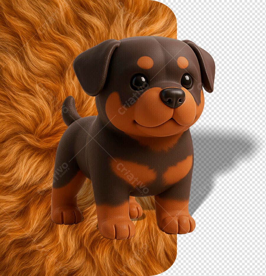 Ilustração 3D Cachorro Rottweiler Filhote para Pet Shop PSD Editável
