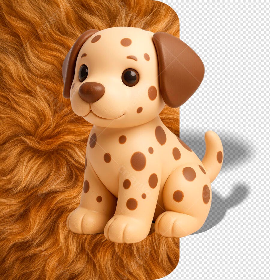 Ilustração 3D Filhote Cachorro Bege e Marrom para Pet Shop PSD Editável