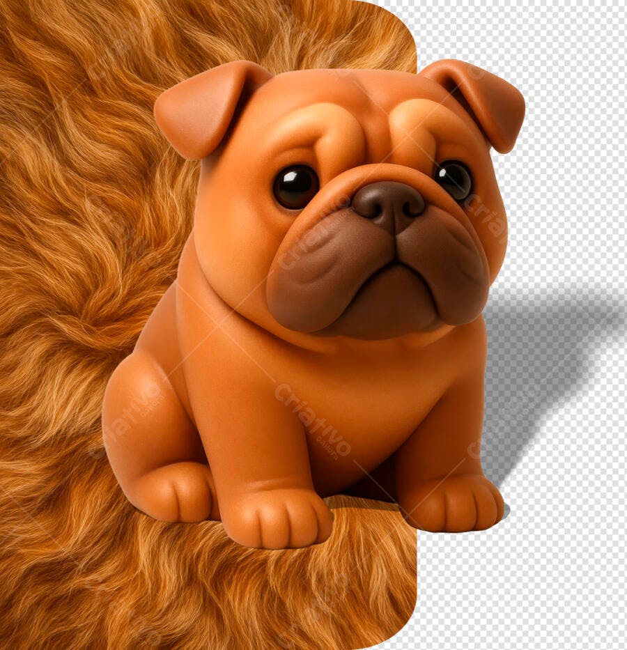Mascote Cachorro 3D Fofo Marrom para Pet Shop PSD Editável
