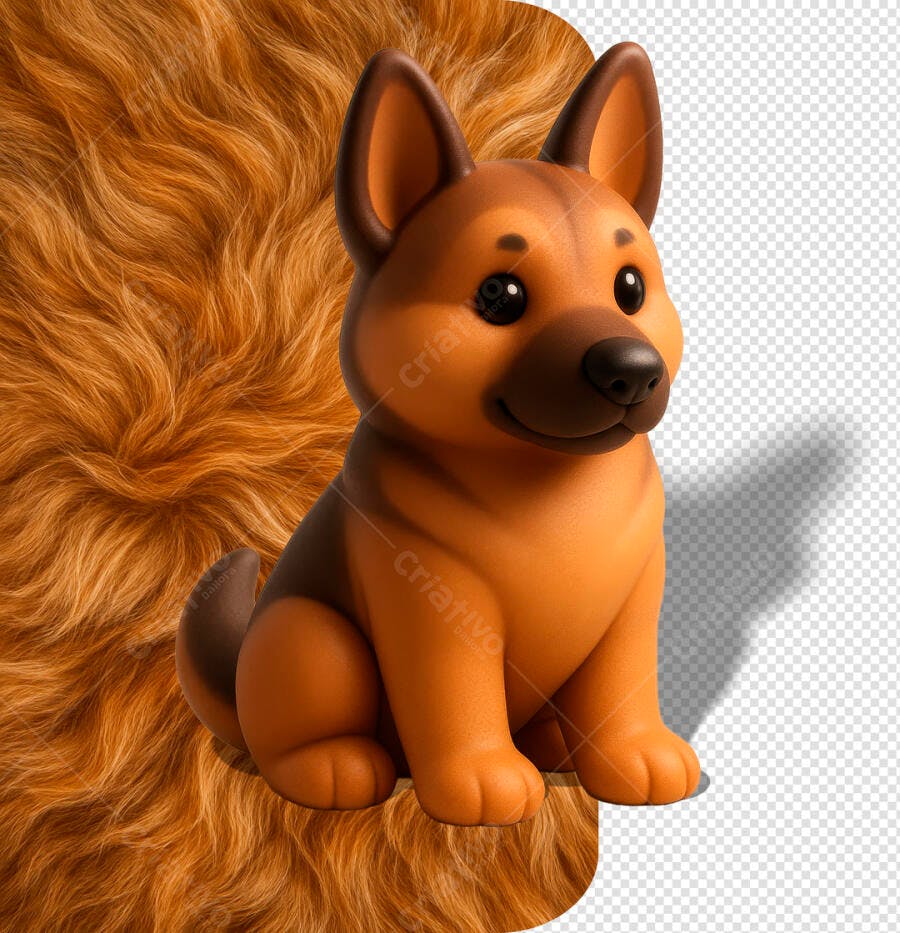 Mascote Cachorro Pastor Alemão Filhote para Pet Shop PSD Editável