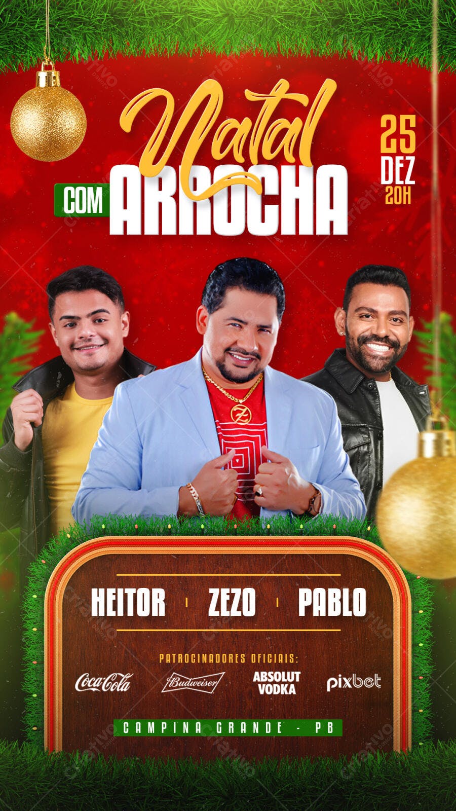 Flyer Natal com Arrocha Heitor Zezo Pablo PSD Editável