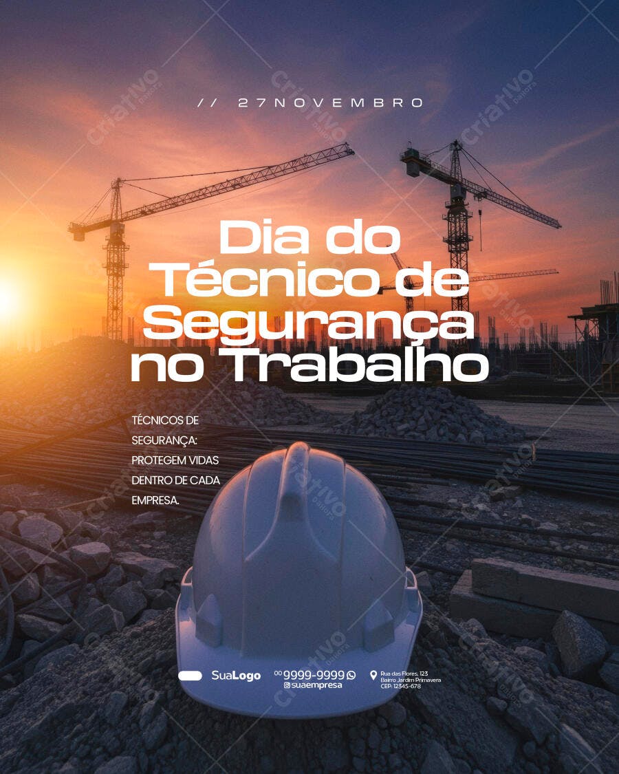 Flyer Dia do Técnico de Segurança no Trabalho PSD Editável