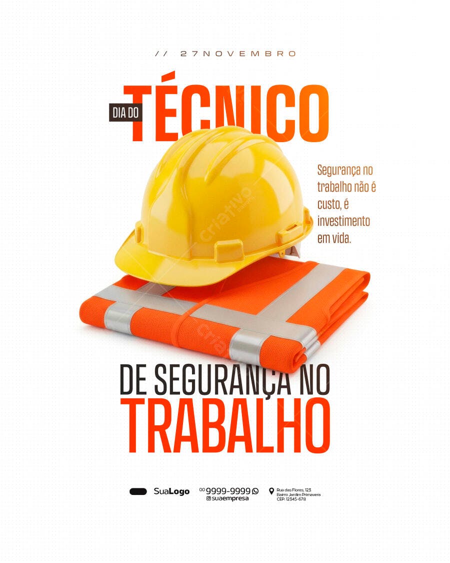 Flyer Dia do Técnico de Segurança no Trabalho PSD Editável