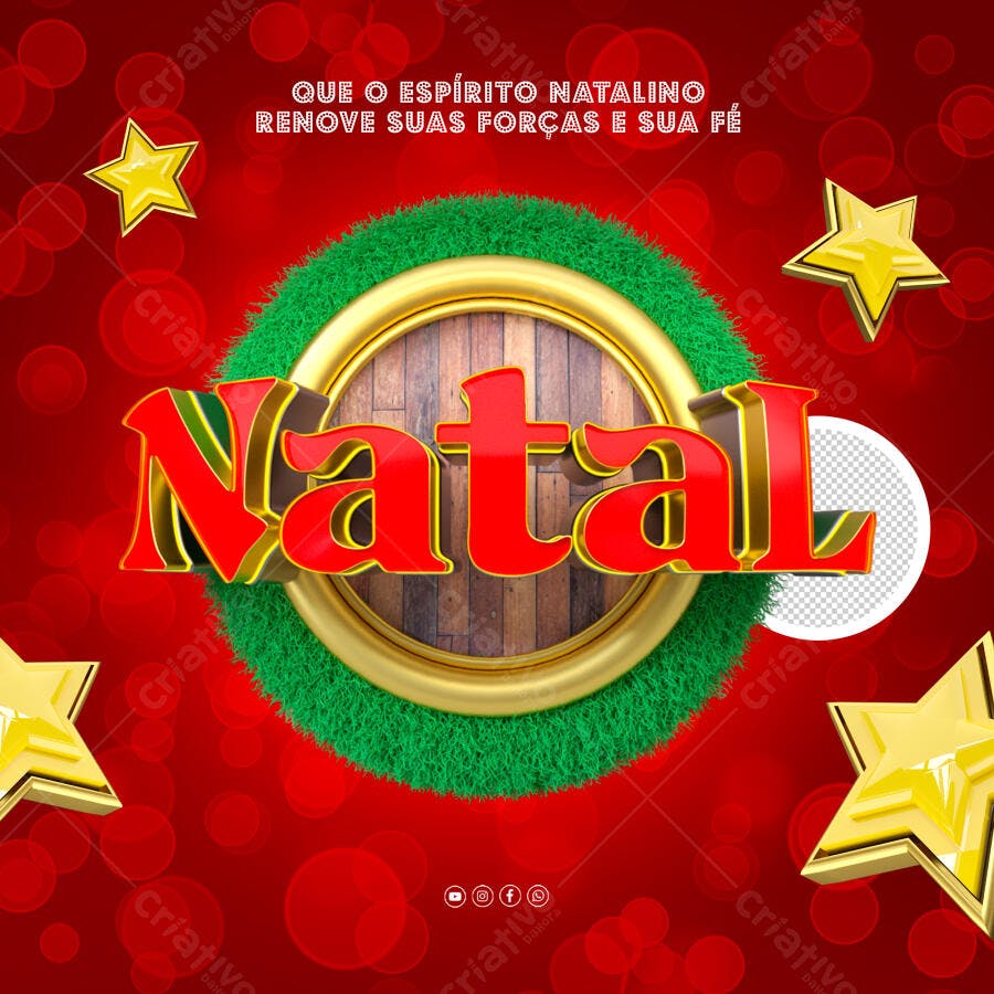 Flyer de Natal Vermelho com Texto 3D Dourado e Guirlanda PSD Editável