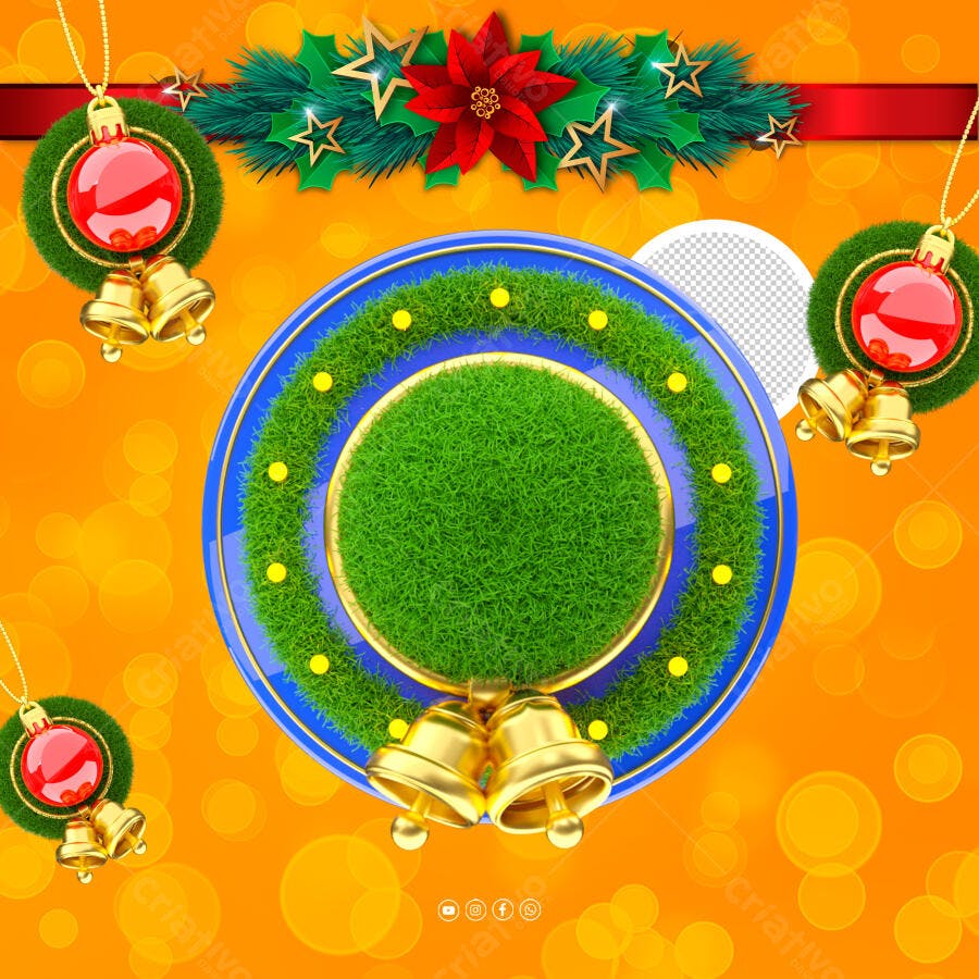 Post de Natal com Grinalda e Sinos PSD Editável