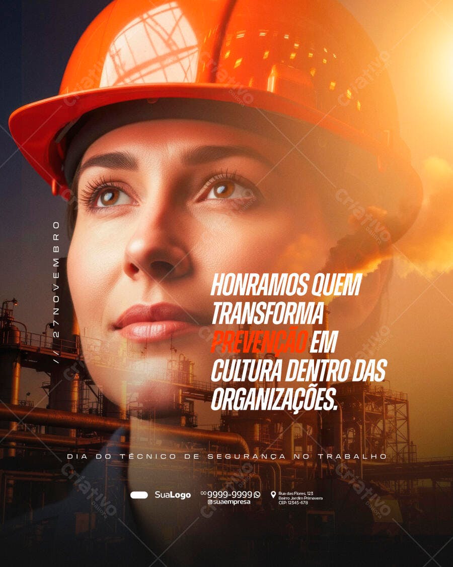 Post para Dia do Técnico de Segurança no Trabalho PSD Editável