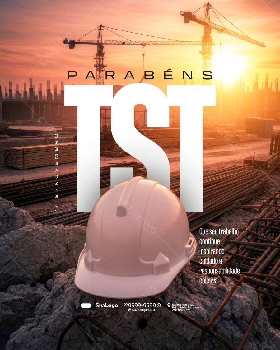 Flyer Dia do TST 27 de Novembro com Capacete de Segurança PSD Editável