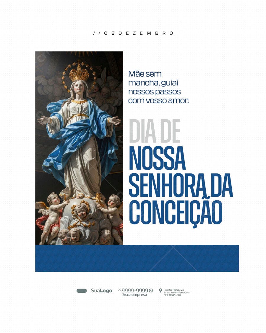 Flyer Dia de Nossa Senhora da Conceição 8 de Dezembro PSD Editável