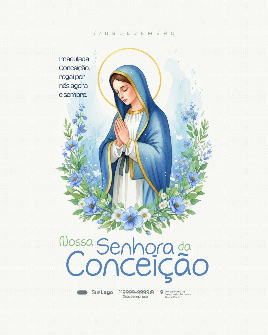 Flyer Nossa Senhora da Conceição para Dia 08 de Dezembro PSD Editável