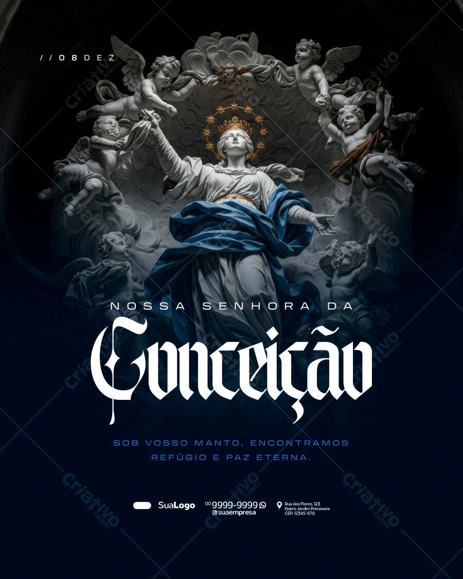Flyer Religioso Nossa Senhora da Conceição 08 DEZ PSD Editável