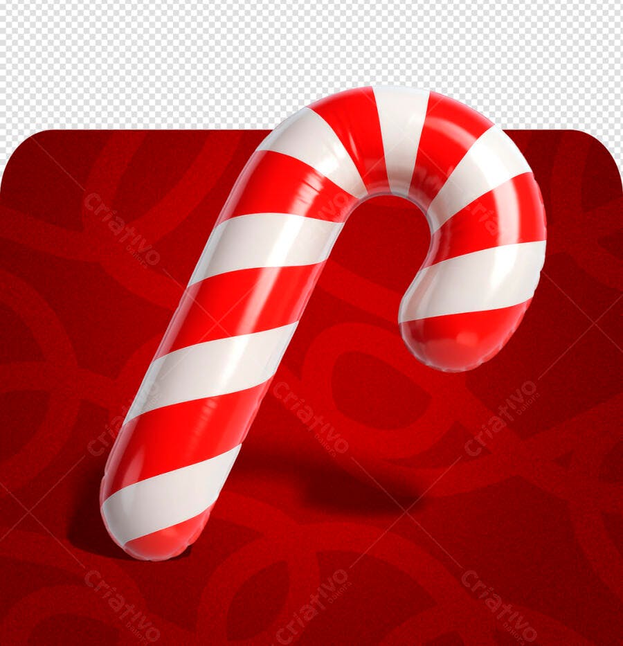 Recurso Gráfico 3D Bengala Doce para Natal PSD Editável