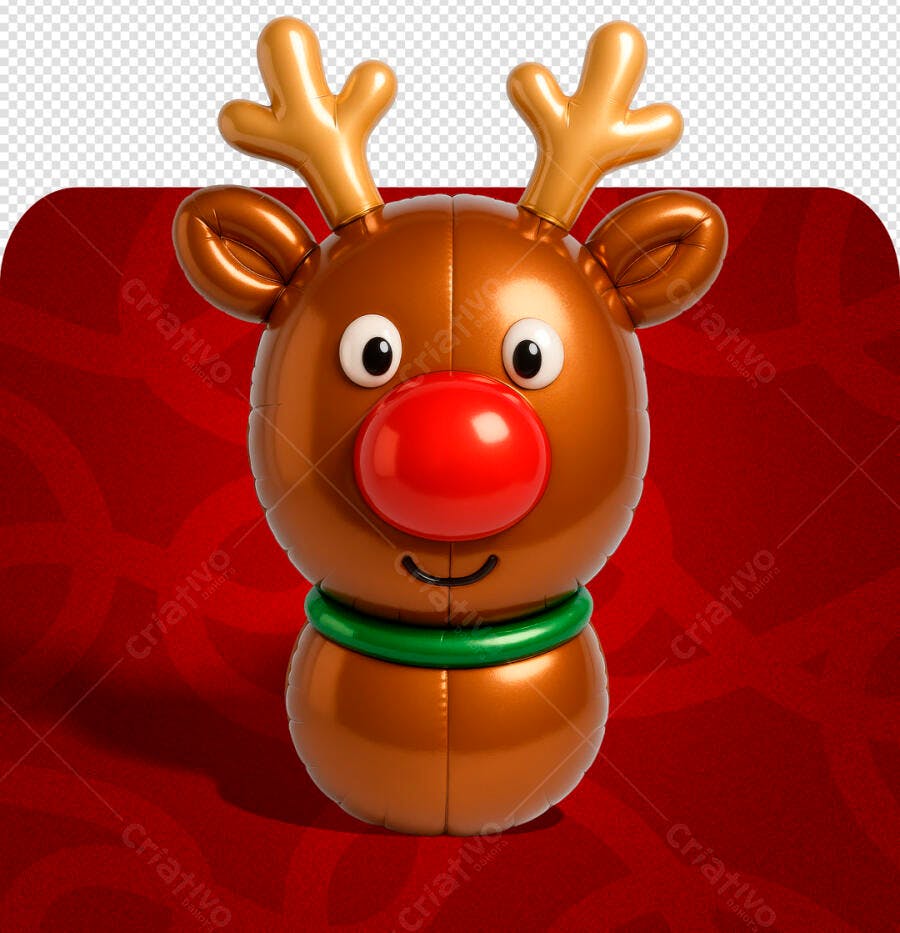Ilustração 3D Rena Rudolf Nariz Vermelho para Natal PSD Editável