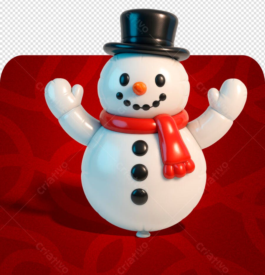 Elemento 3D Boneco de Neve Festeiro para Natal e Inverno PSD Editável