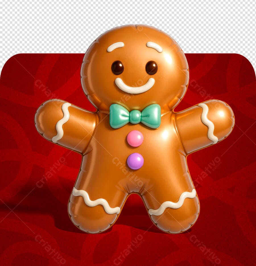 Ilustração 3D Homem Biscoito Feliz para Natal e Festas PSD Editável