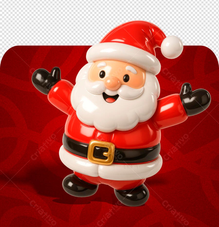 Papai Noel 3D Vermelho Fofo e Feliz para Natal PSD Editável