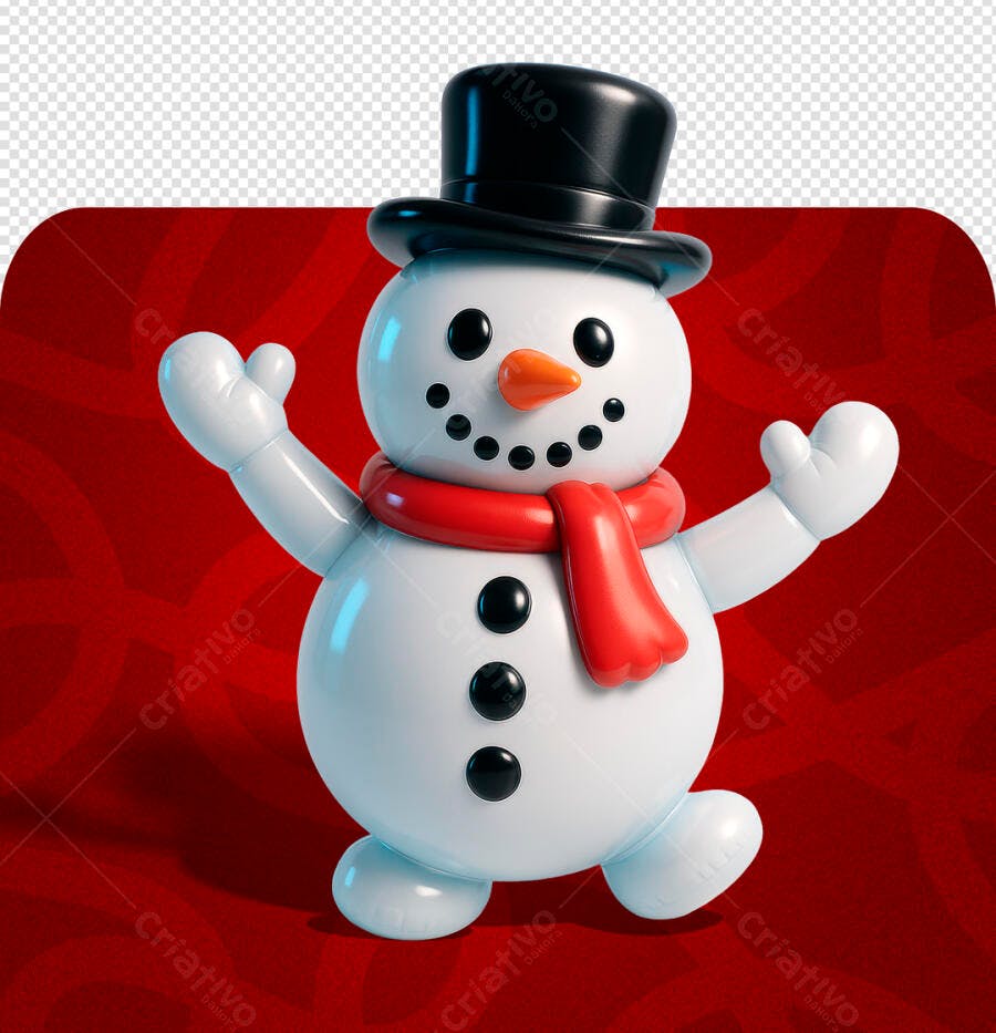 Recurso 3D Boneco de Neve para Festas PSD Editável