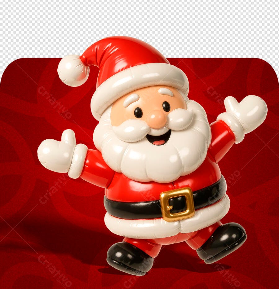 Personagem 3D Papai Noel Fofo para Natal PSD Editável