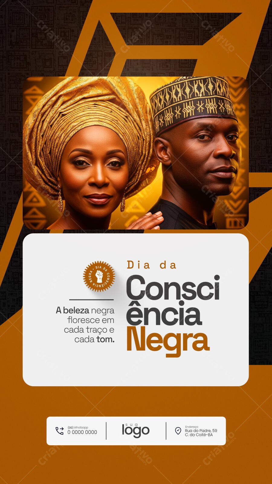 Flyer Dia da Consciência Negra Casal Negro PSD Editável