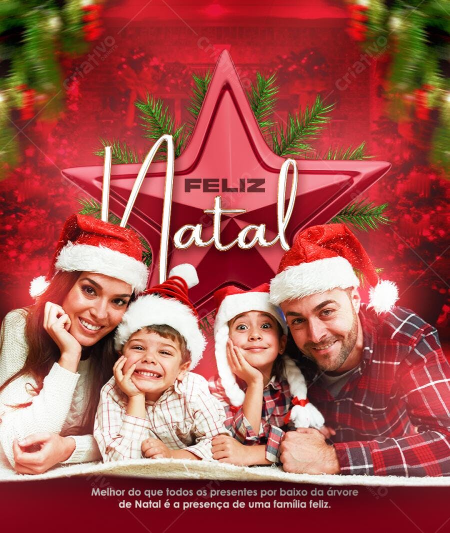 Post para Redes Sociais Família Feliz Natal PSD Editável