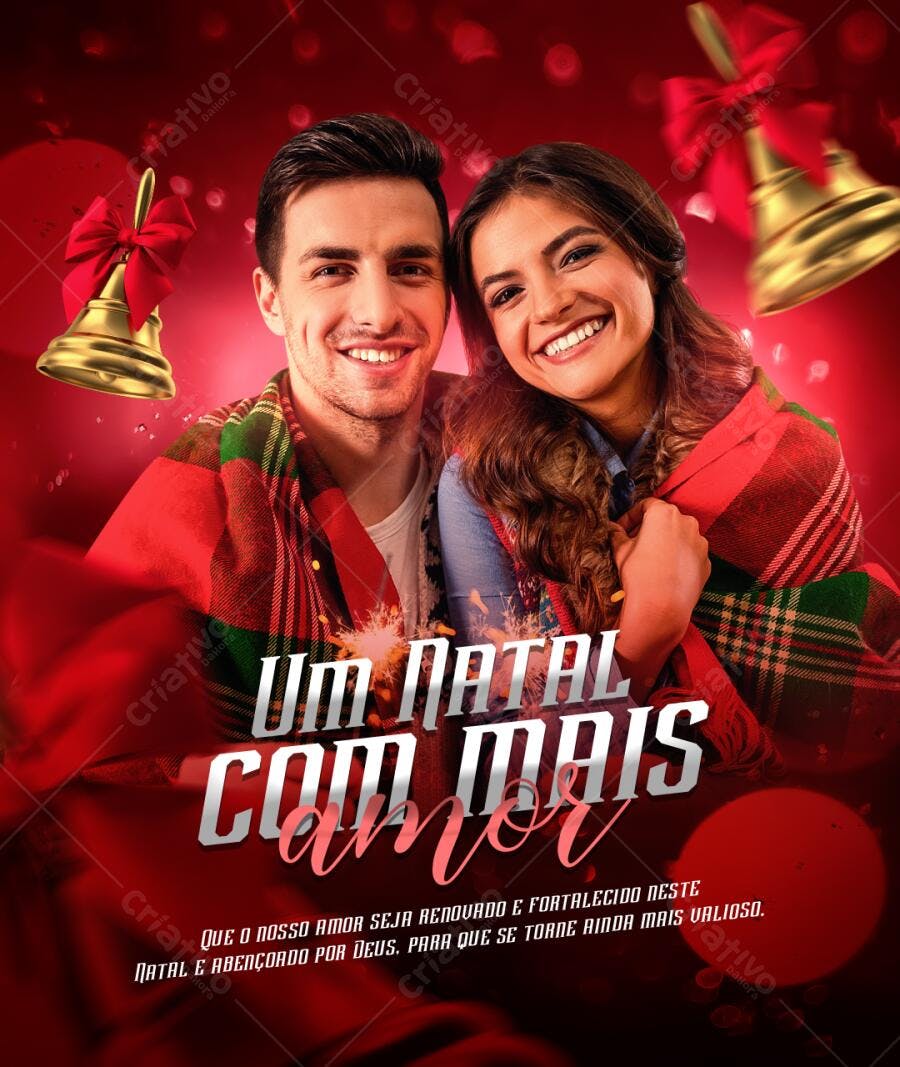 Post Social de Natal com Casal e Amor PSD Editável