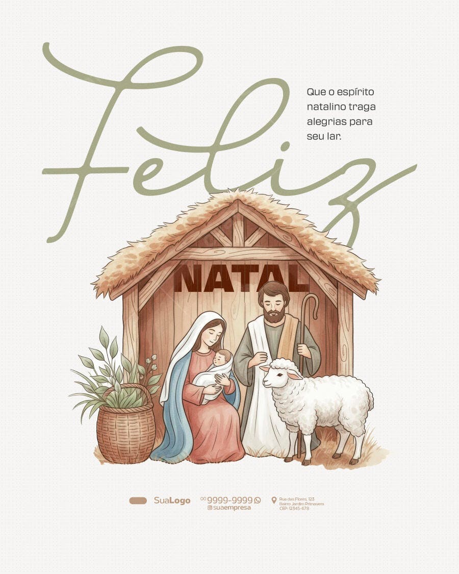 Flyer Feliz Natal com Presépio PSD Editável