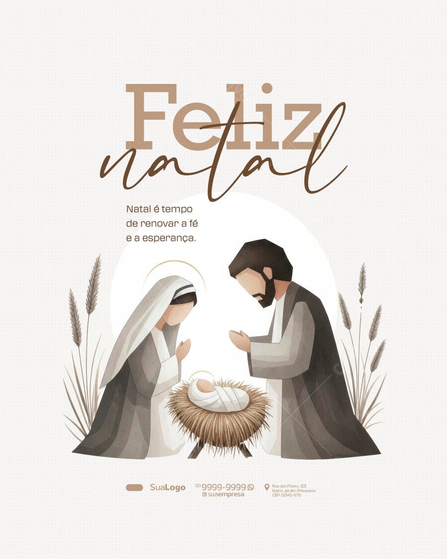 Post de Natal Sagrado Família PSD Editável