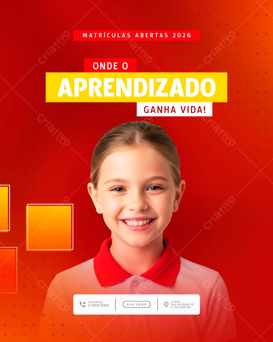 Flyer Matrículas Abertas 2026 PSD Editável