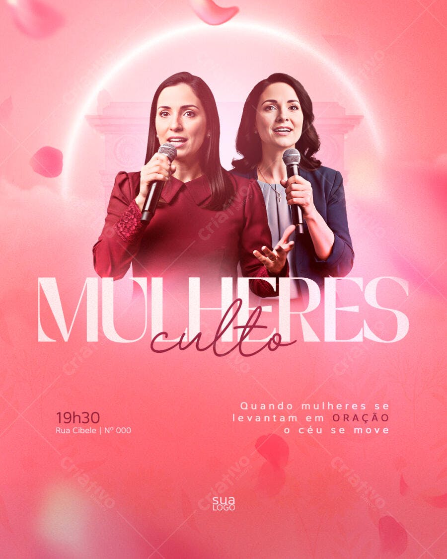 Flyer para Culto de Mulheres Cristãs PSD Editável