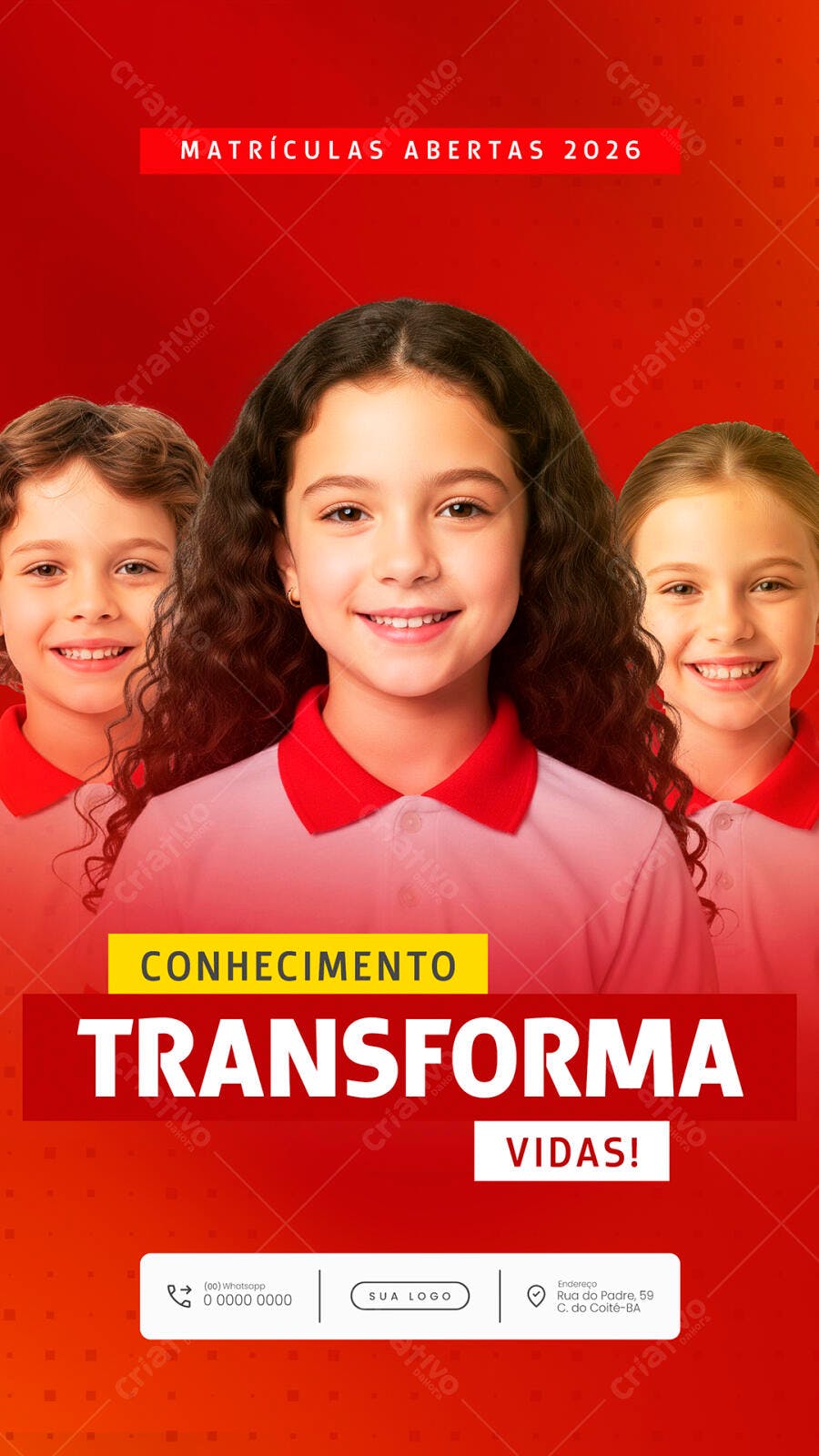 Flyer Matrículas Abertas 2026 com Alunos PSD Editável
