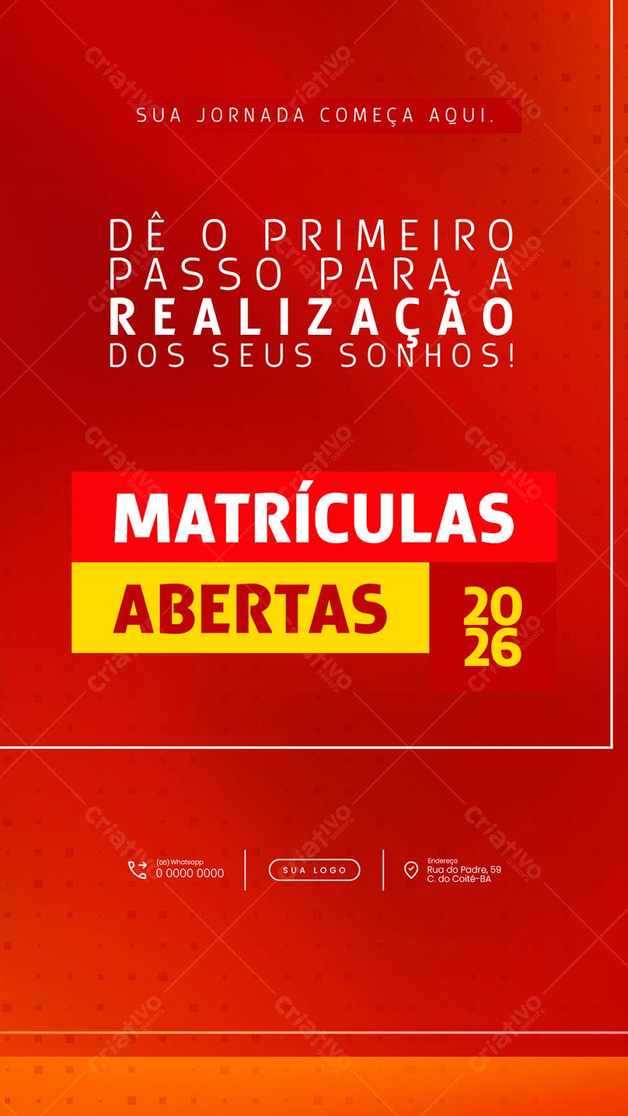 Flyer Matrículas Abertas 2026 PSD Editável
