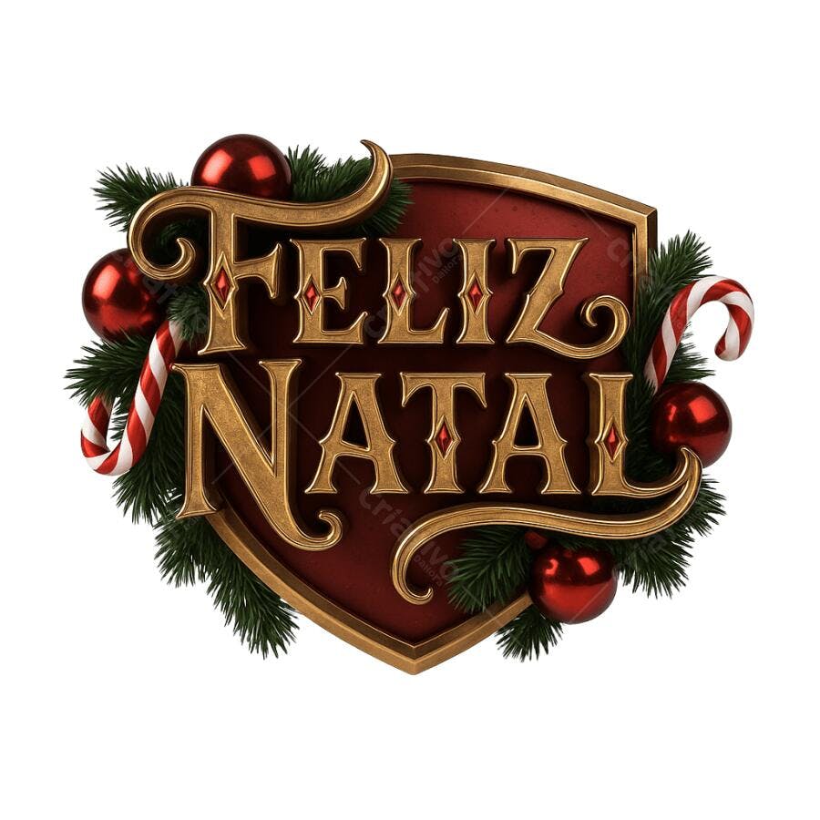 Selo Feliz Natal 25 de Dezembro vermelho e dourado com pinho PNG com fundo transparente