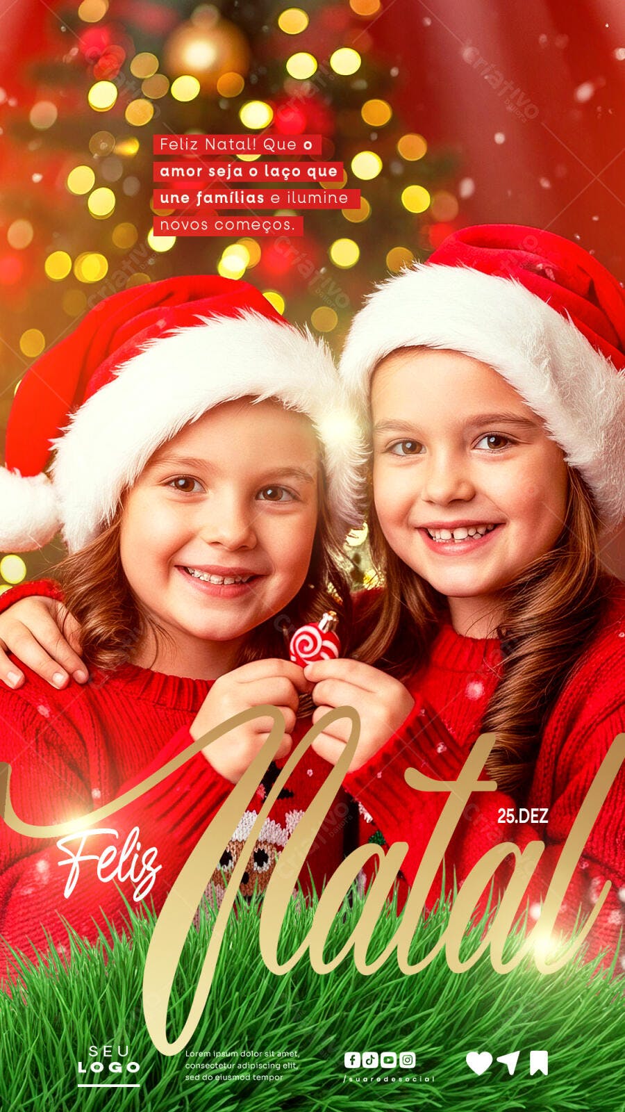 Flyer Natal Crianças Sorrindo PSD Editável