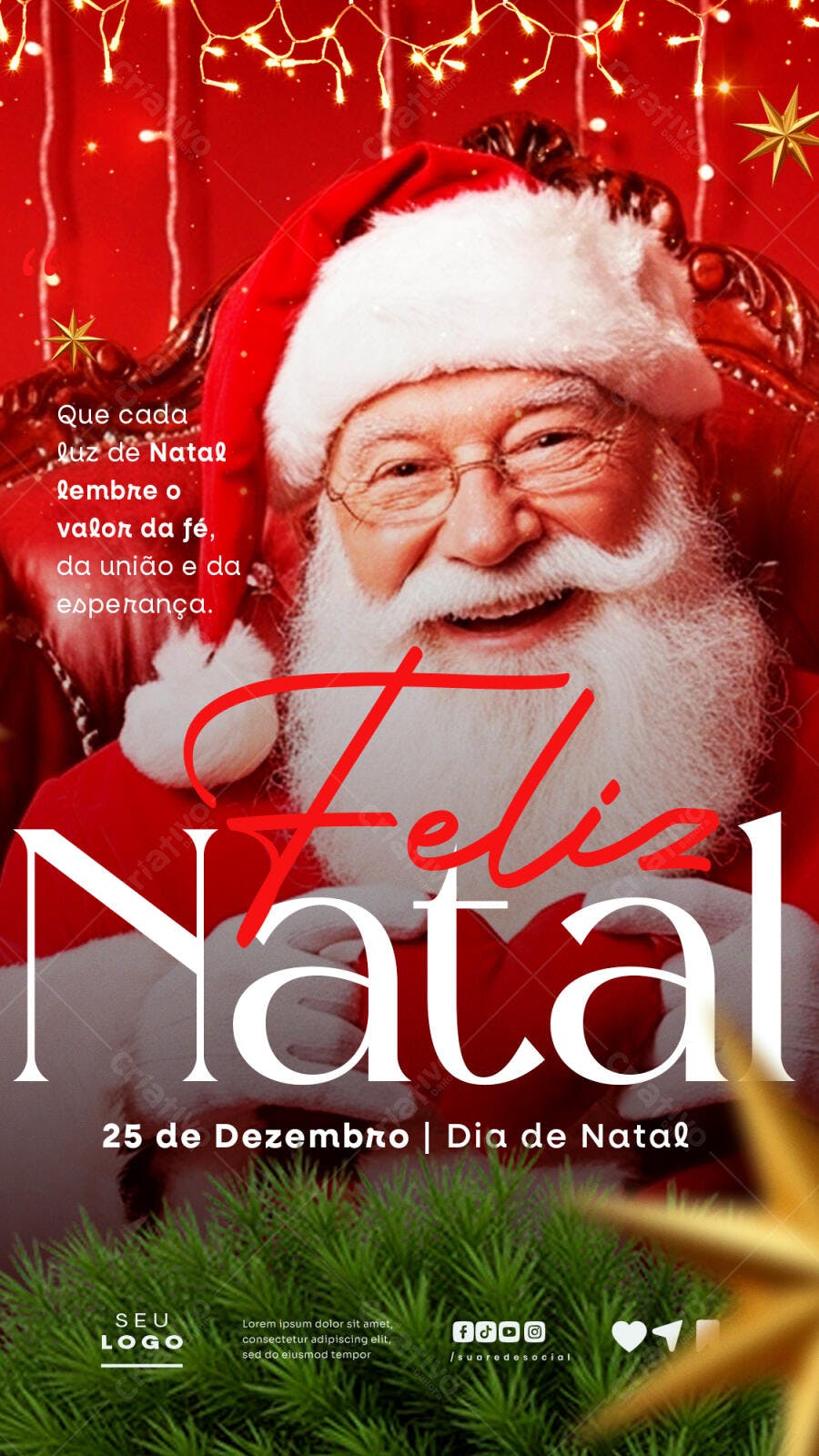 Flyer de Natal com Papai Noel Sorridente PSD Editável