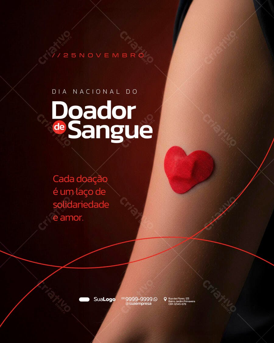 Flyer Social para Dia Nacional do Doador de Sangue PSD Editável