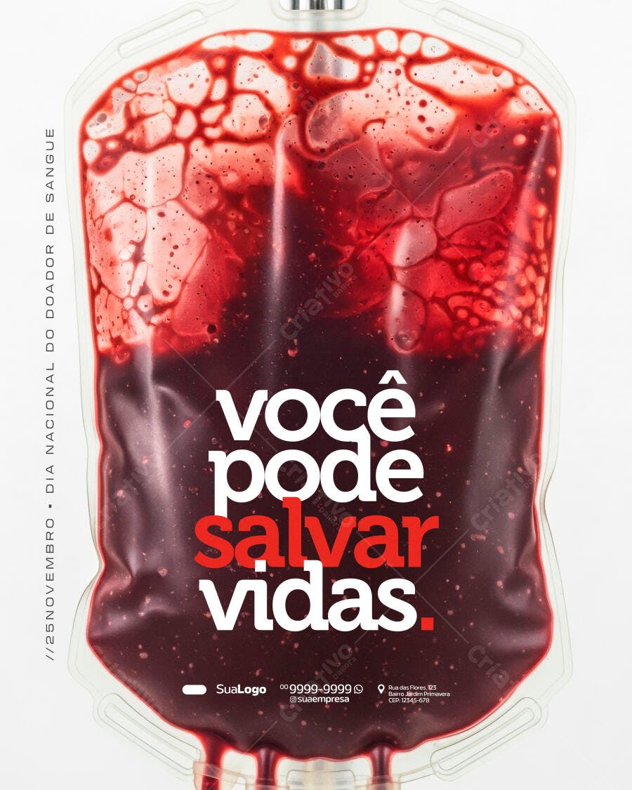 Flyer Doação de Sangue Você Pode Salvar Vidas PSD Editável