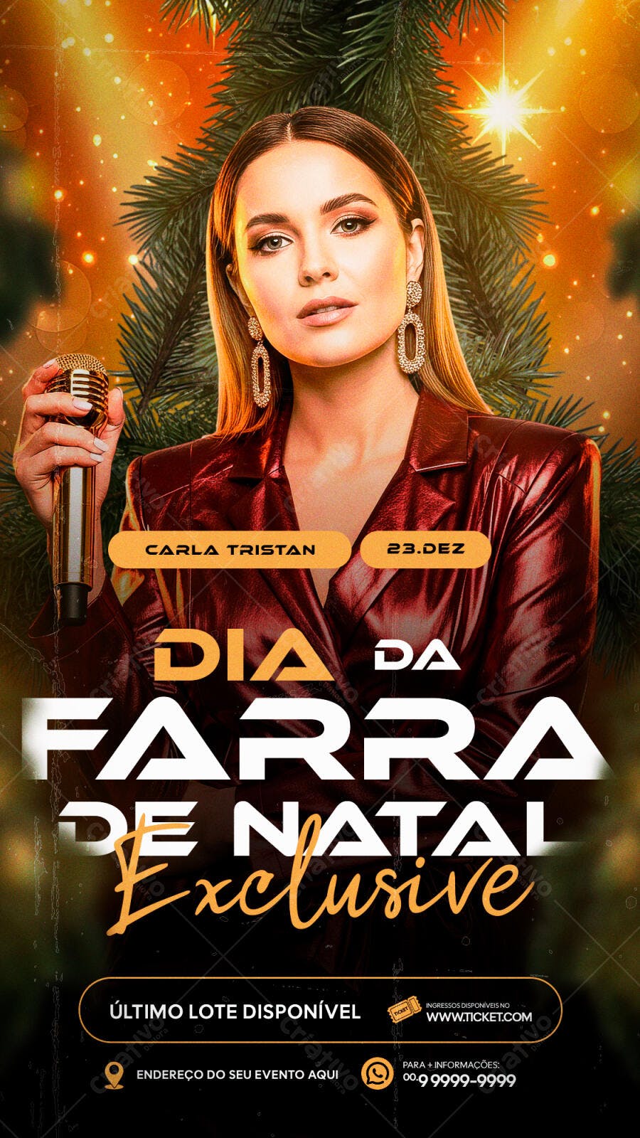 Flyer Show Natalino Carla Tristan Dia da Farra PSD Editável