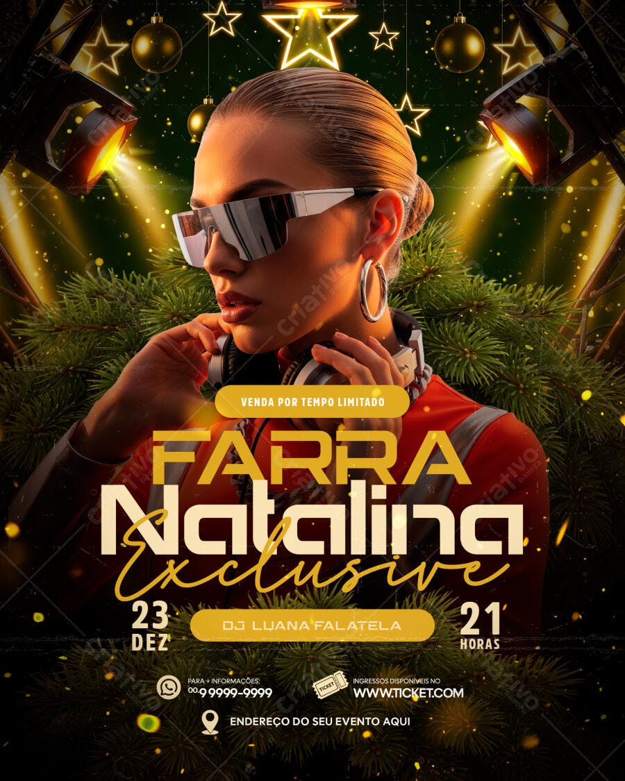 Flyer de Evento para Farrra Natalina Exclusiva DJ PSD Editável