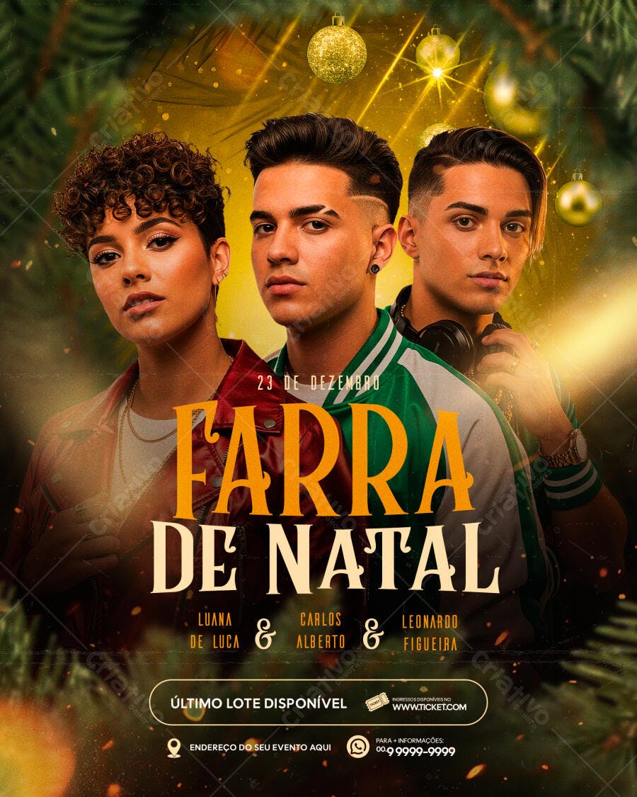 Flyer para Festa Farrra de Natal com DJs PSD Editável