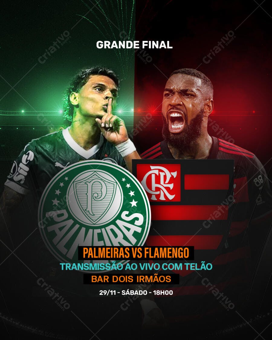 Flyer Grande Final Palmeiras vs Flamengo PSD Editável
