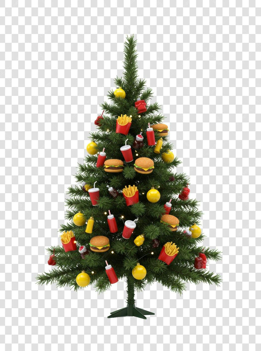 Elemento Gráfico Árvore de Natal Fast Food para Promoções PNG com fundo transparente