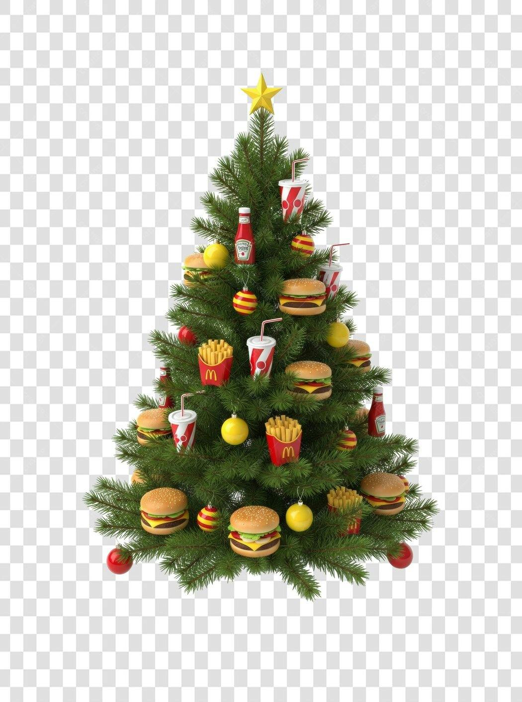 Árvore de Natal Temática Fast Food para Promoção de Fim de Ano PNG com fundo transparente