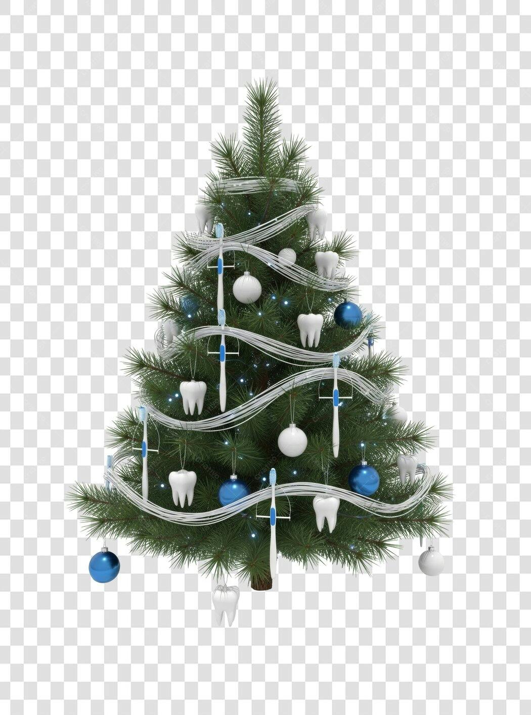 Ilustração Árvore de Natal Odontológica Dentes Escovas de Dente PNG com fundo transparente