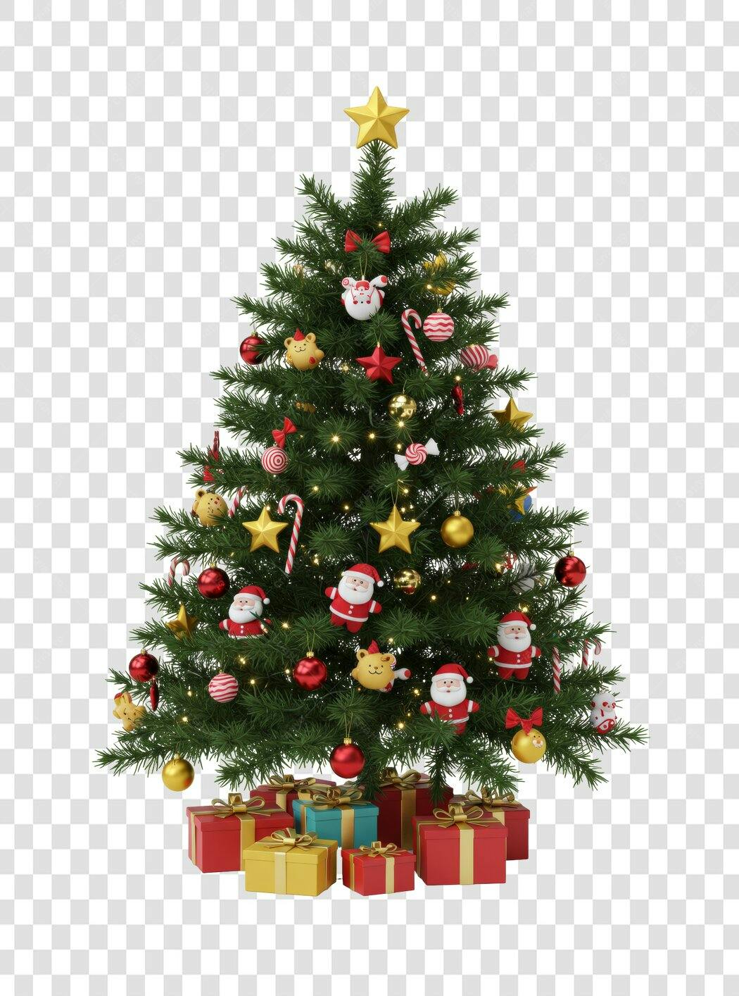 Ilustração Árvore de Natal 25 de Dezembro festiva com presentes PNG com fundo transparente