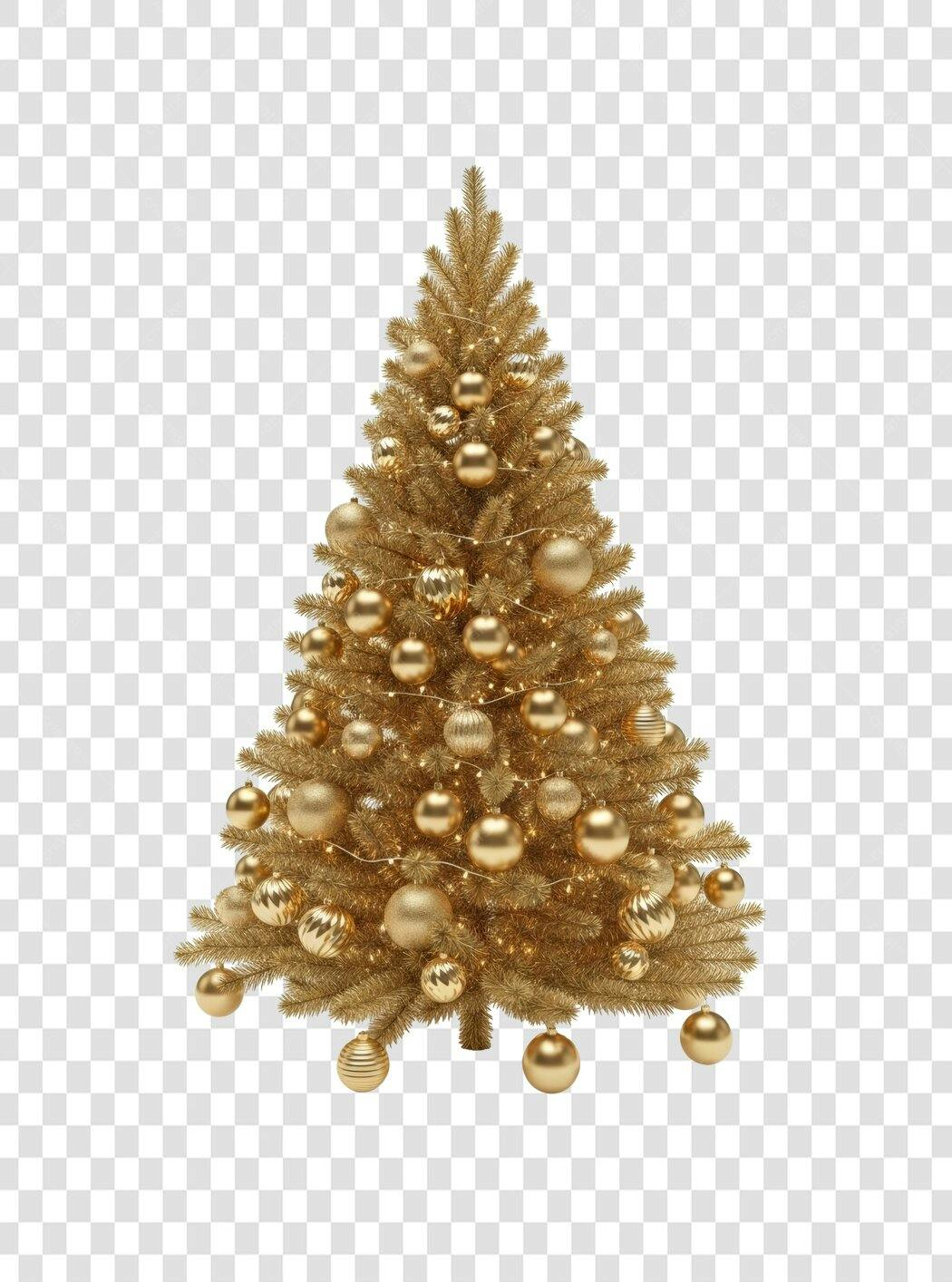Elemento PNG Árvore de Natal Dourada Luxuosa Decoração Festiva com fundo transparente