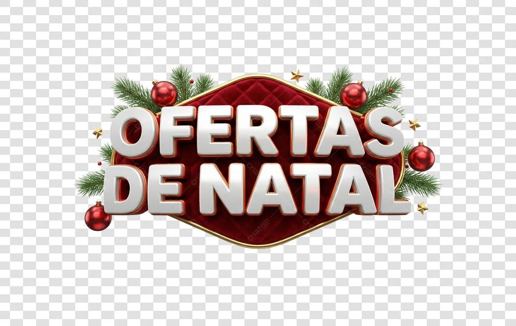 Selo 3D de ofertas de Natal promocional com veludo dourado e vermelho