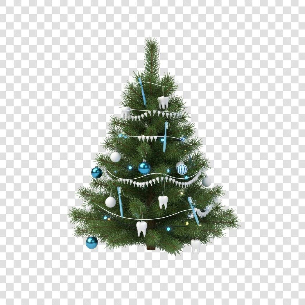 Árvore de Natal Odontológica com Dentes e Escovas Azuis PNG com fundo transparente