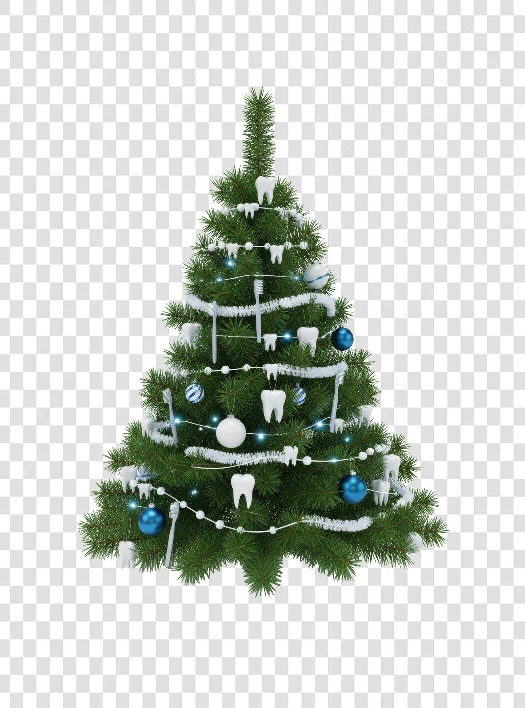 Árvore de Natal Odontológica com Dentes e Escovas PNG com fundo transparente